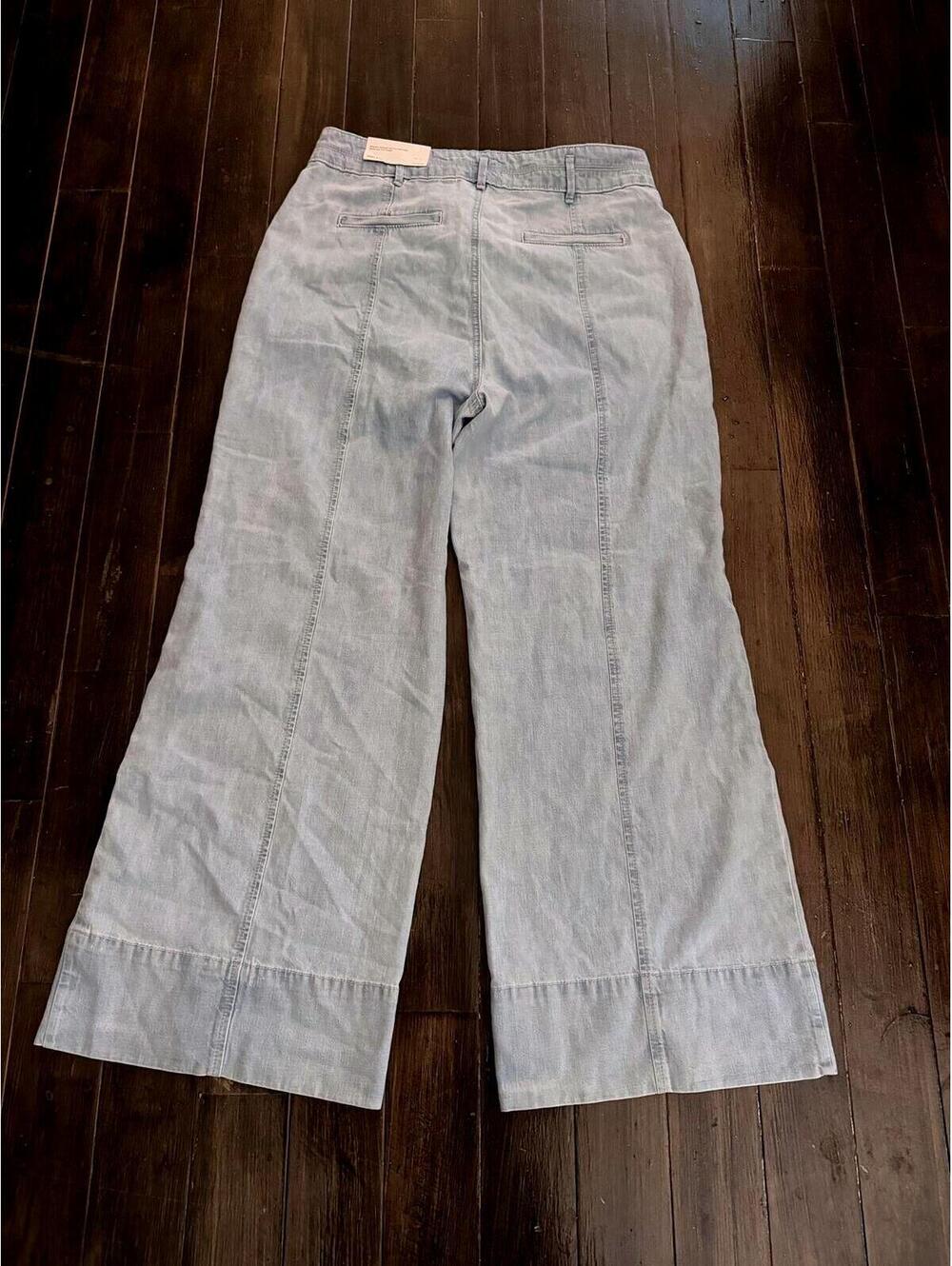 Ann Taylor Petite 10 P 10p NWT high rise palazzo chambray denim pants relaxed